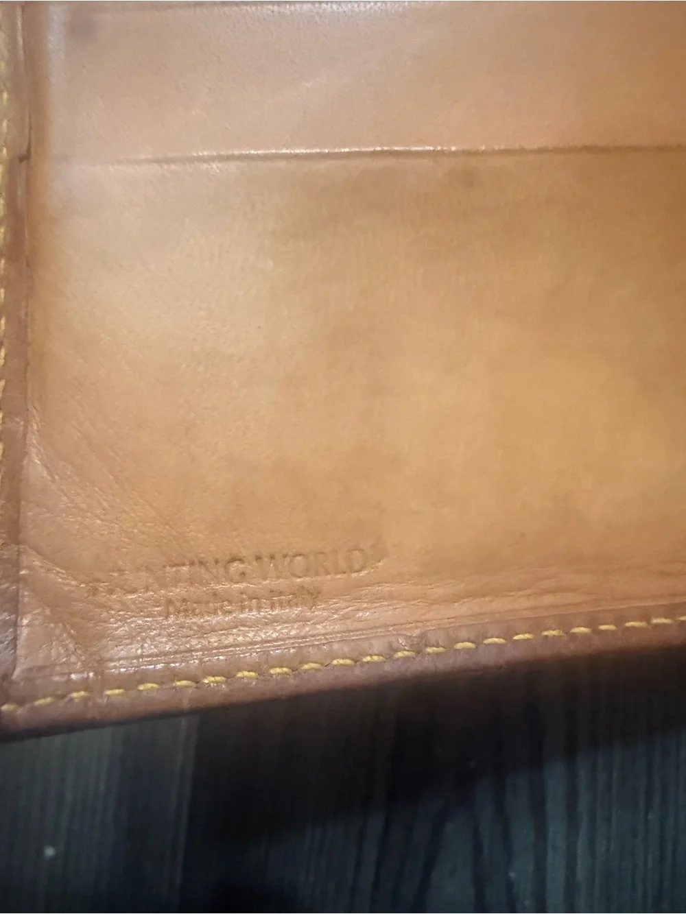Vintage Hunting World Green Brown Leather Bifold Wallet Coin Purse Luxury Rare